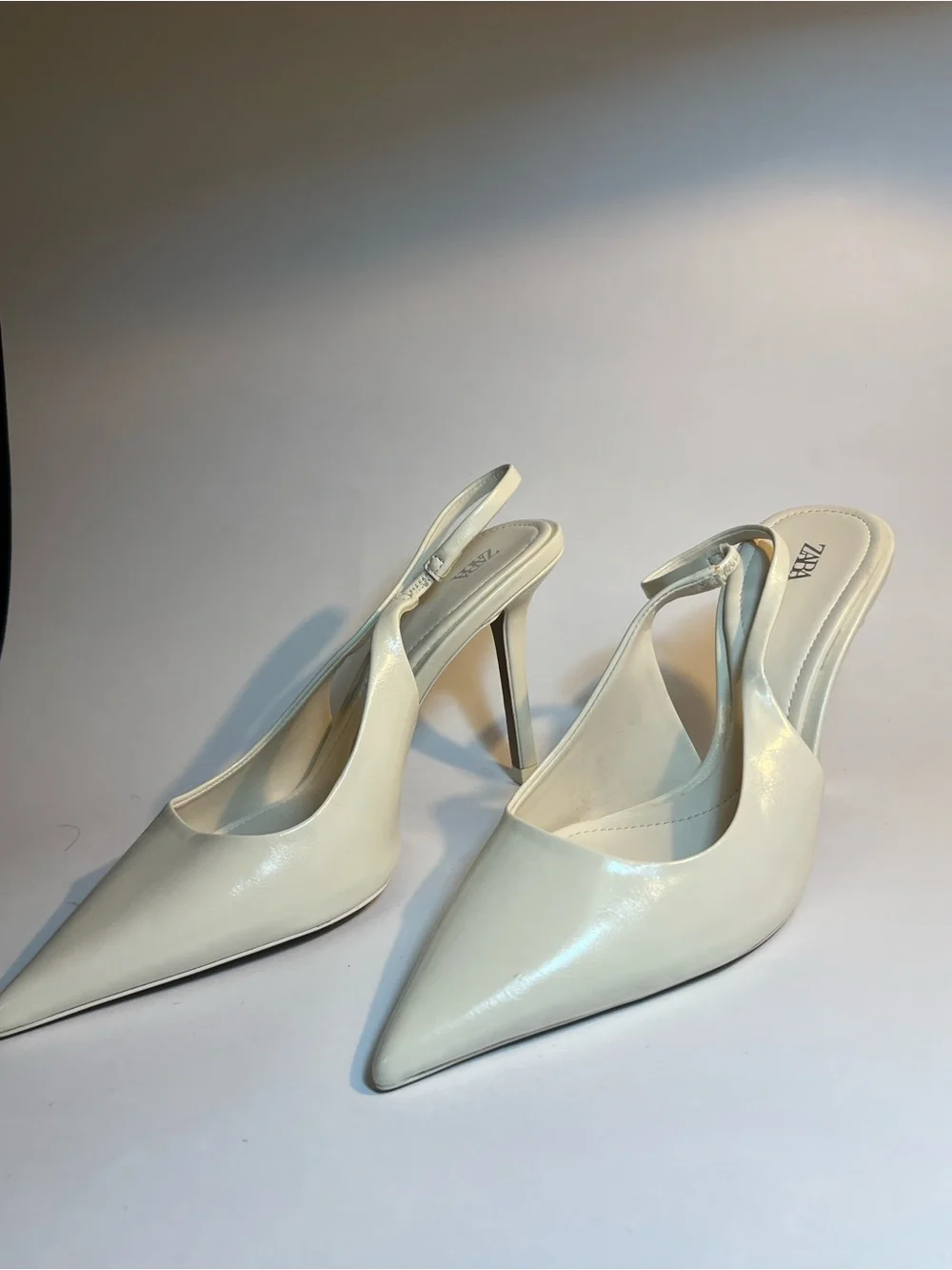 ZARA Ivory Pointed Slingback Stiletto ~4.25” Heels NWOT - Picture 4 of 4